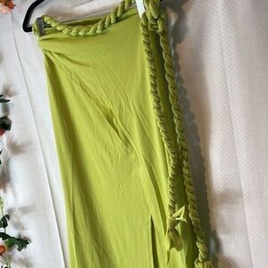 Micas Braided Waist Tie Wrap Skirt or Cover-Up Lime Green Size M‎